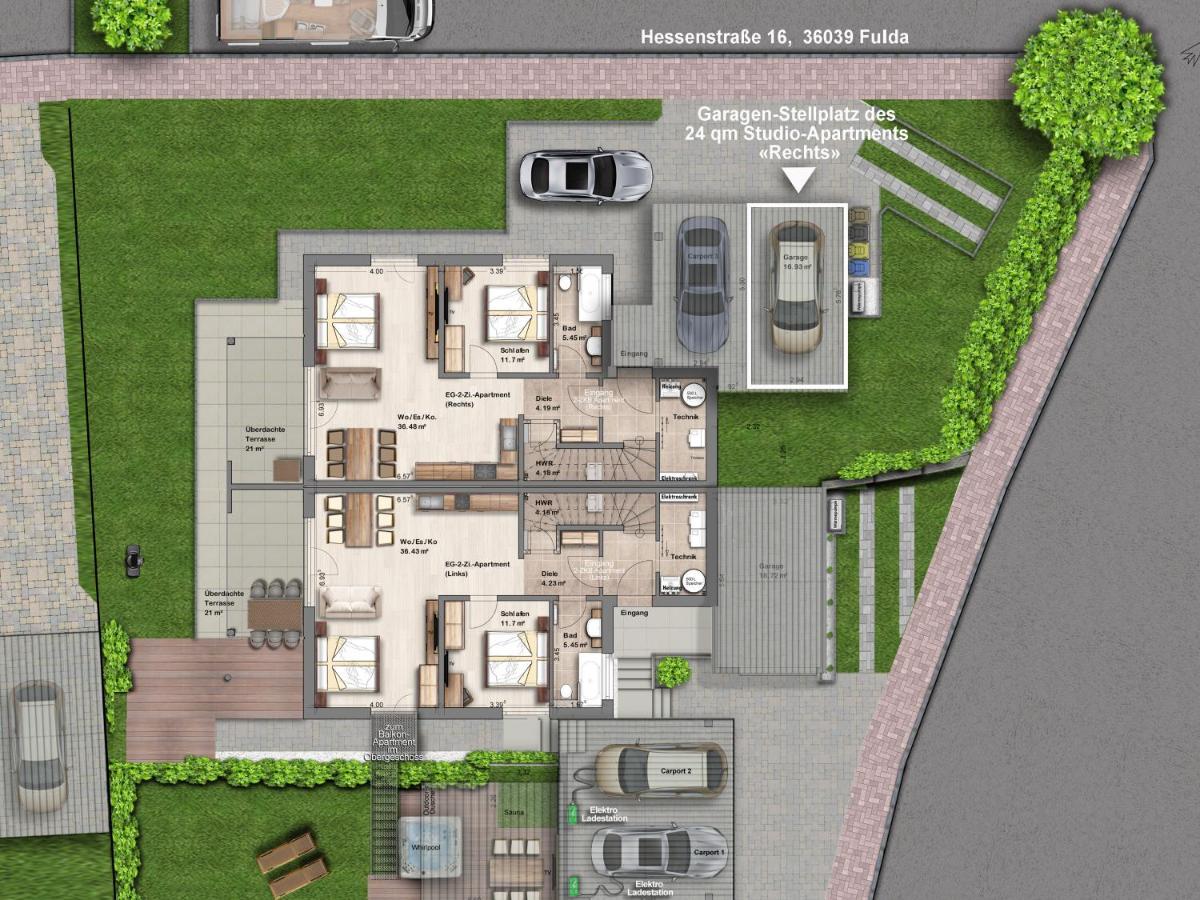 -Neubau- 24 Qm Studio-Apartment Фульда Экстерьер фото